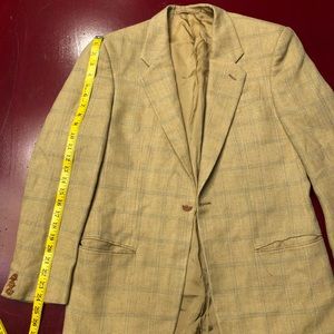 VTG Armani Tan w/ Lt. Blue windowpane sport jacket